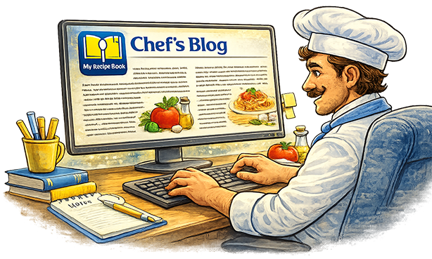 Chef writing blog